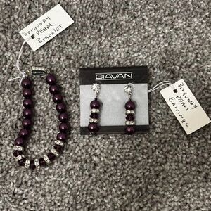 Burgundy Pearl Bracelet and Earring Set